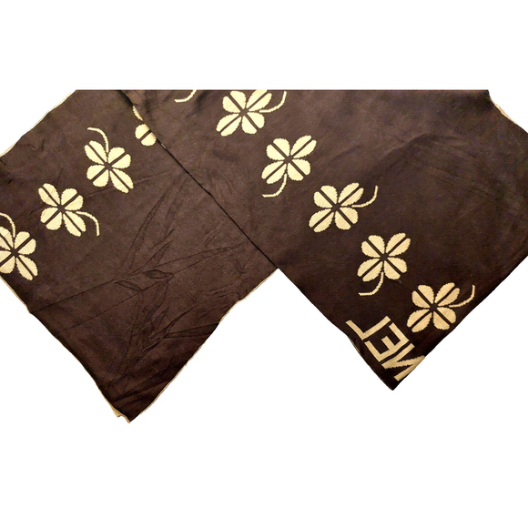 CHANEL Brown & Tan Reversible Scarf Botanical Floral Print - Picture 13 of 16